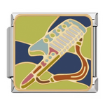 Ce charm italien stylise un microphone dynamique avec grille détaillée et manche ergonomique, entouré de motifs abstraits multicolores sur fond vert-jaune vibrant. Parfait pour les chanteurs, animateurs et fans de karaoké qui veulent du son et de la performance sur leur bracelet à charms italien.