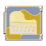 Ce charm italien dépeint un piano avec touches blanches et noires en vue de dessus, corps jaune-or sur fond bleu-violet. Ce motif musical est idéal pour les mélomanes ou pianistes qui veulent exprimer leur passion sur un bracelet à charms italien.
