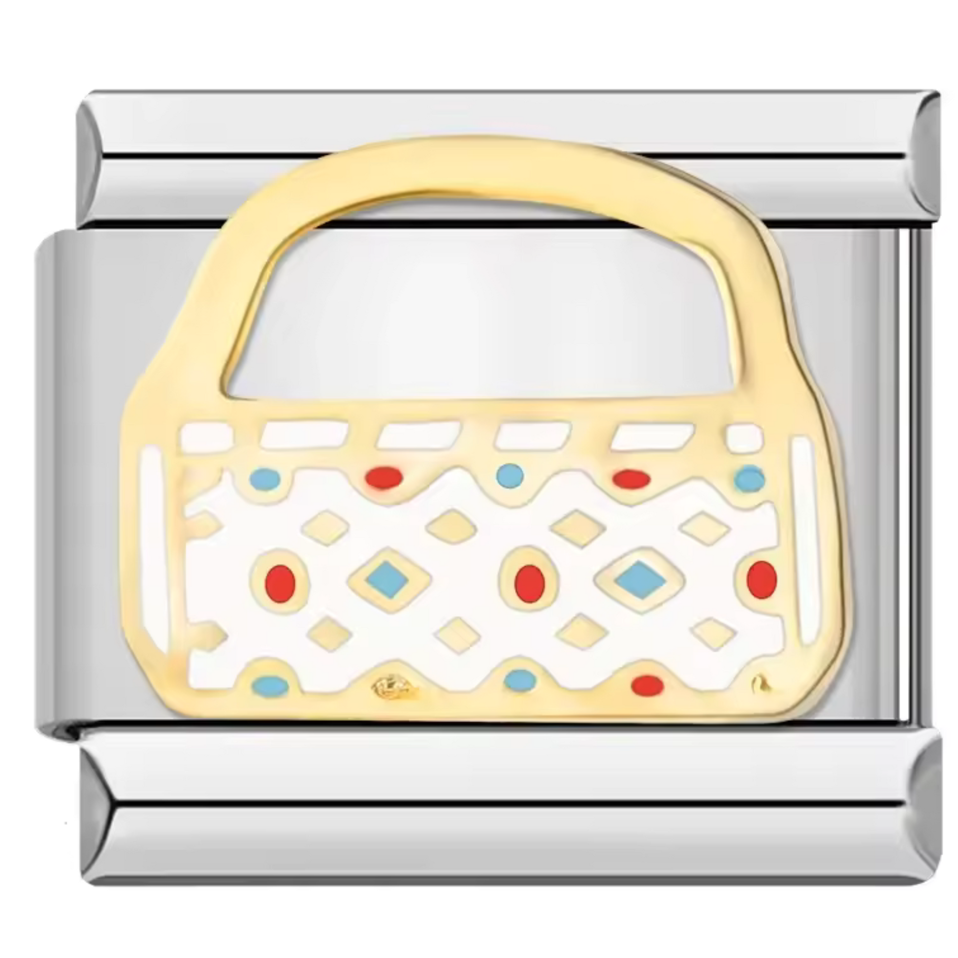  Ce charm italien élégant représente un panier finement travaillé, symbole de nature, simplicité et partage. Confectionné en acier inoxydable argenté de haute qualité, il séduit par ses détails soignés et son éclat durable. Facile à fixer, il s’adapte parfaitement à nos bracelets composés de 17 maillons extensibles et réglables, adaptés à tous les poignets. Compatible avec tous nos charms italiens, ce bijou intemporel apporte une touche authentique et chaleureuse à votre collection.