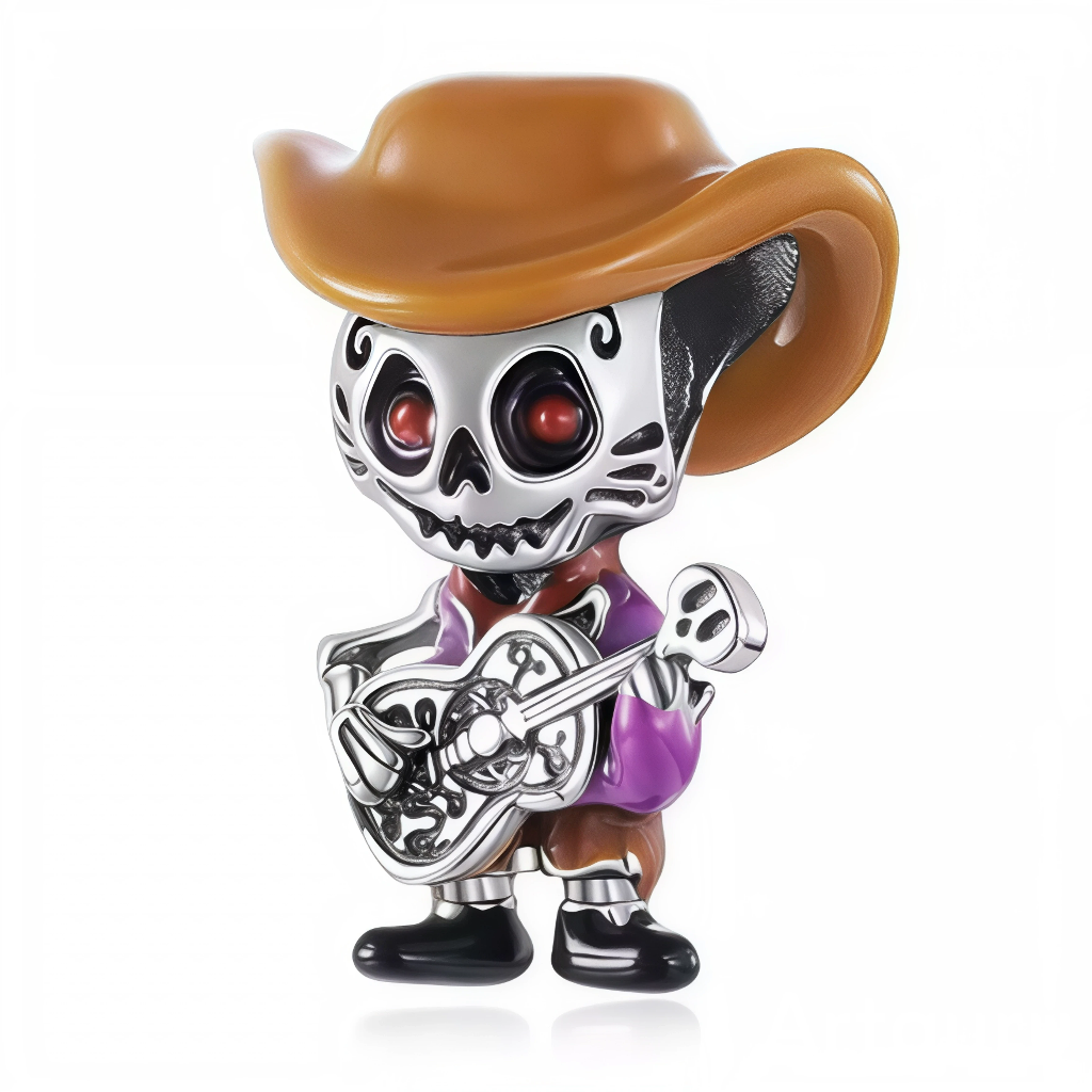 Ce charm figuratif en argent 925 représente un petit squelette musicien coiffé d’un large chapeau, guitare à la main, dans l’esprit des fêtes mexicaines. Ses couleurs vives et ses détails travaillés en font un bijou ludique qui célèbre la musique, la joie de vivre et l’univers du Día de los Muertos.

Caractéristiques :

-Matière : Argent 925/1000 massif, émaillage coloré sur le chapeau, les vêtements et les yeux pour un rendu festif et durable.
-Design : Charm en 3D figurant un squelette souriant tenant une