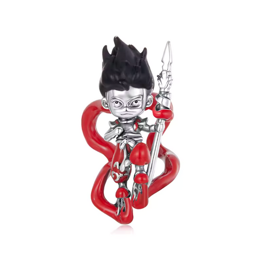 Inspiré du célèbre héros de la mythologie chinoise et des adaptations en anime, ce charm à l’effigie de Nezha incarne puissance et bravoure. Réalisé en argent 925, il allie symbolisme et détail soigné pour un bijou chargé d’histoire et de caractère. Parfait pour les passionnés de légendes et de culture asiatique.