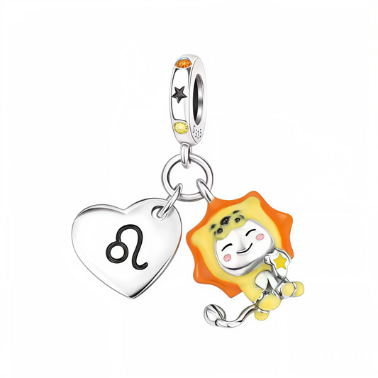 Affichez votre signe astrologique avec élégance grâce à ce charm pendentif en argent 925 en forme de cœur, orné du symbole du Lion finement gravé. Sur la face, un personnage représentant le Lion, incarnant la fierté, la force et la générosité de ce signe de feu, est délicatement illustré et doté d’un effet glow in the dark, qui s’illumine dans l’obscurité pour un éclat unique et mystérieux. Ce charm est parfait pour les natifs du Lion ou pour offrir un bijou personnalisé et chargé de sens.