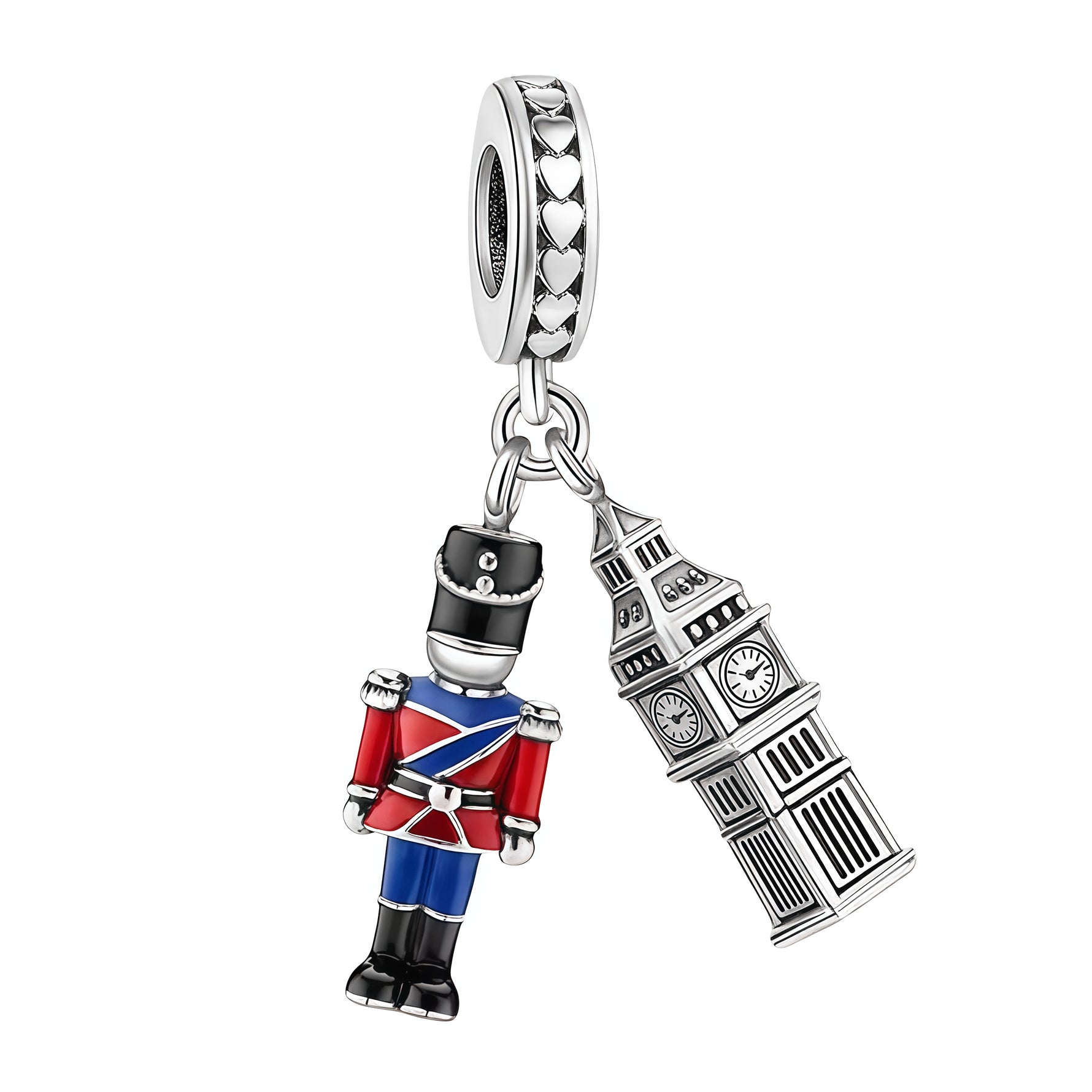 Apporte une touche chic et voyageuse à ton bracelet avec ce charm pendentif garde de Londres et Big Ben. Inspiré de l’univers londonien, ce bijou met en valeur l’emblématique Big Ben accompagné d’un garde britannique, avec des détails soignés qui évoquent le charme de la capitale anglaise. Un charm original et élégant, parfait pour celles et ceux qui aiment Londres et les bijoux symboliques.

Caractéristiques :

- Matière : Argent 925 avec détails en émail coloré.
- Design : Big Ben et garde de Londres en v