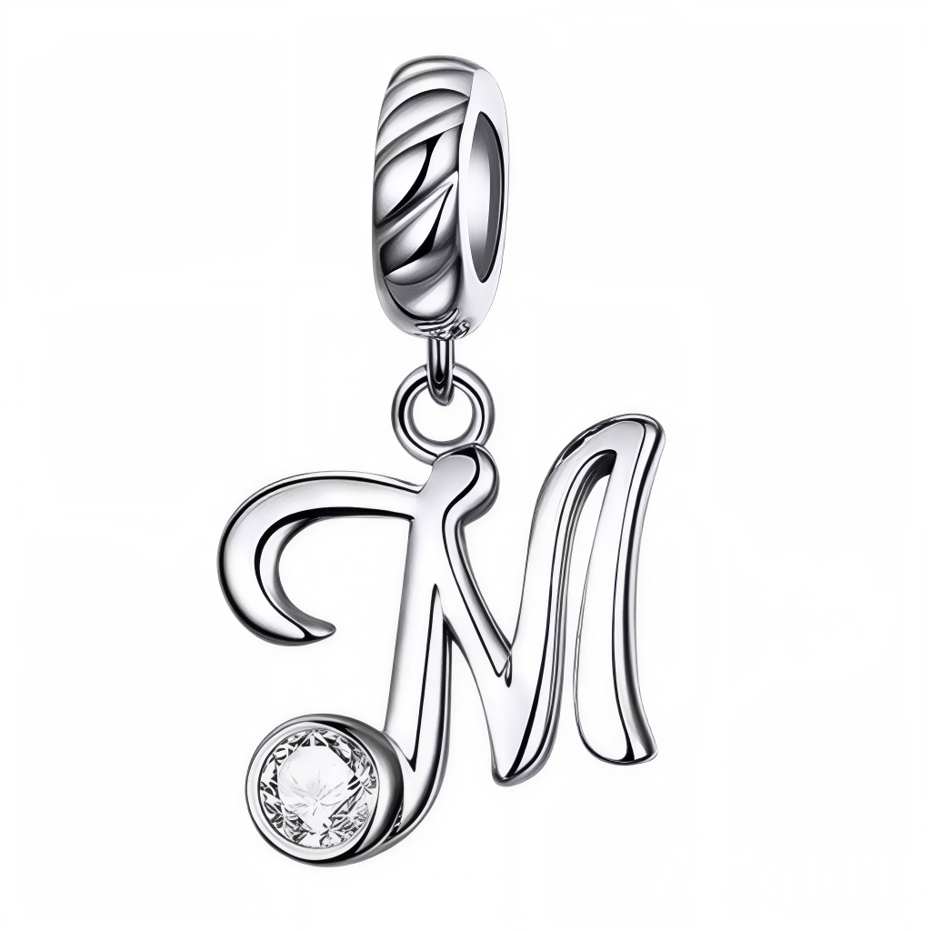 Personnalisez votre bracelet avec ce charm pendentif en argent 925 représentant la lettre "M". Son design raffiné est orné d’un strass blanc scintillant qui capte délicatement la lumière, offrant un bijou élégant, simple et plein de charme. Idéal à porter au quotidien ou à offrir en cadeau pour un style sophistiqué et significatif.