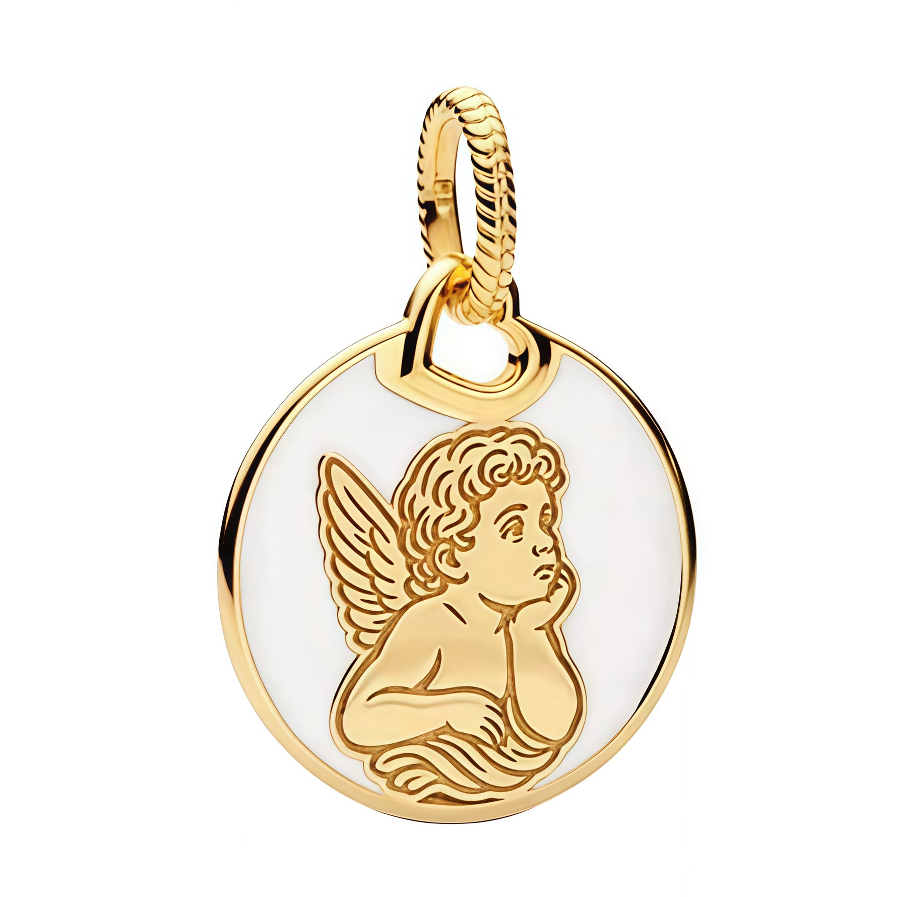 Apporte une touche de douceur et de tendresse à ton bracelet avec ce charm médaillon ange. Son design élégant et délicat évoque la protection, la sérénité et la spiritualité, tout en ajoutant une note raffinée à ta collection. Un bijou symbolique et intemporel, parfait pour offrir ou pour garder près de soi un ange gardien au quotidien.

Caractéristiques :

-&nbsp;Matière : Argent 925.
-&nbsp;Design : Médaillon ange avec finition brillante et détails fins.
-&nbsp;Dimensions : Taille délicate et confortable 