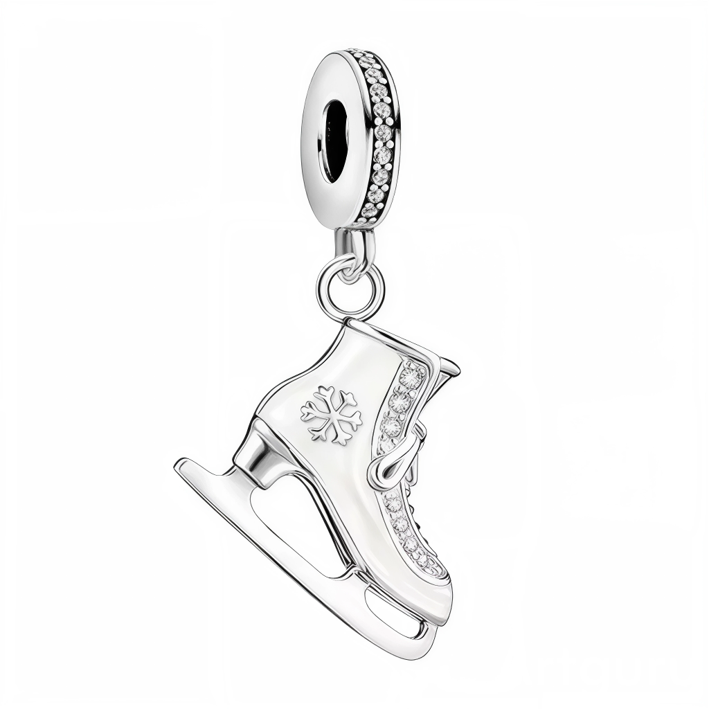 Ce charm pour bracelet en argent 925 illustre un patin à glace blanc élégant en mouvement, décoré d'un flocon de neige strassé et de cristaux scintillants pour capturer la grâce des glissades sur lac gelé. La base ronde avec bordure diamantée gravée « S925 » s'intègre parfaitement aux bracelets.

Caractéristiques :

Matière : Argent 925 (S925)
Design : Patin à glace émaillé blanc avec lames courbées, motif étoile neige pavée strass, monté sur support rond pavé.
Style : Élégant et hivernal, idéal pour les pa