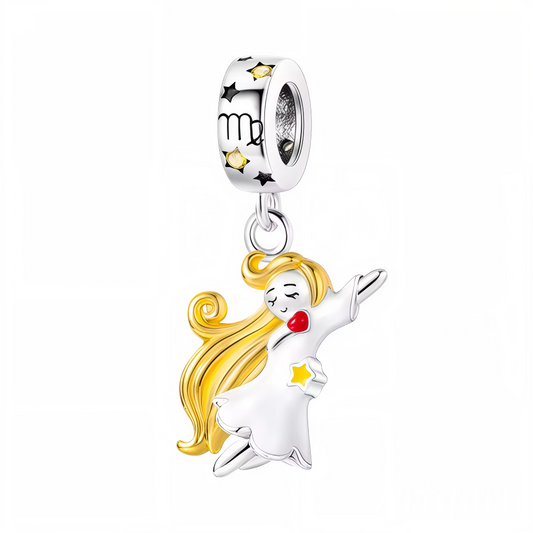 Affichez la pureté et la délicatesse de votre signe avec ce charm pendentif en argent 925, représentant une Vierge blanche aux cheveux dorés. Ce design raffiné incarne la sagesse, la précision et la bienveillance qui caractérisent ce signe de terre. Les détails lumineux glow in the dark s’illuminent dans l’obscurité, offrant un éclat discret et enchanteur. Un bijou élégant, parfait pour les natifs de la Vierge ou pour offrir un symbole astrologique empreint de douceur.