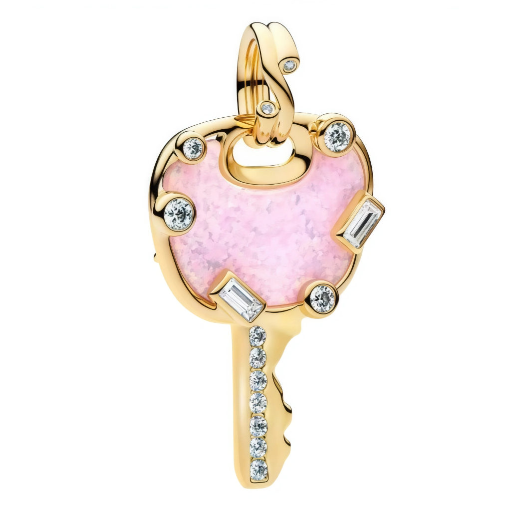 Ce charm en argent 925 capture une clé ouvragée manche ovale nacre rose opalescente irisée, pavée cristaux baguettes diamants ronds scintillants, tige ciselée fine boucle intégrée. Symbole destinées secrètes cœurs à déverrouiller.

Caractéristiques

Matière : Argent 925, nacre rose, zircones diamantées.
Design : Clé manche pavé tige ouvragée, bélière robuste.
Compatibilité : Idéale bracelets colliers charms modulables.