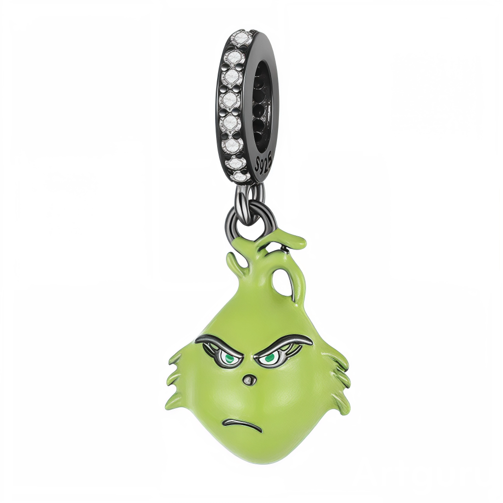 Ce charm pendentif en argent 925 (S925) représente le Grinch vert poilu emblématique, sourire élastique malicieux jusqu'aux oreilles, yeux jaunes espiègles, cœur minuscule qui grandira. Il symbolise rédemption grincheuse, anti-Noël transformé joie et générosité cachée.

Caractéristiques :

Matière : Argent 925 (S925) texturé poils avec émail vert émeraude, strass yeux jaunes brillants.
Design : Pose sournoise sac cadeaux, bonnet Santa tordu, détails fourrure ciselée réaliste.
Compatibilité : Compatible avec