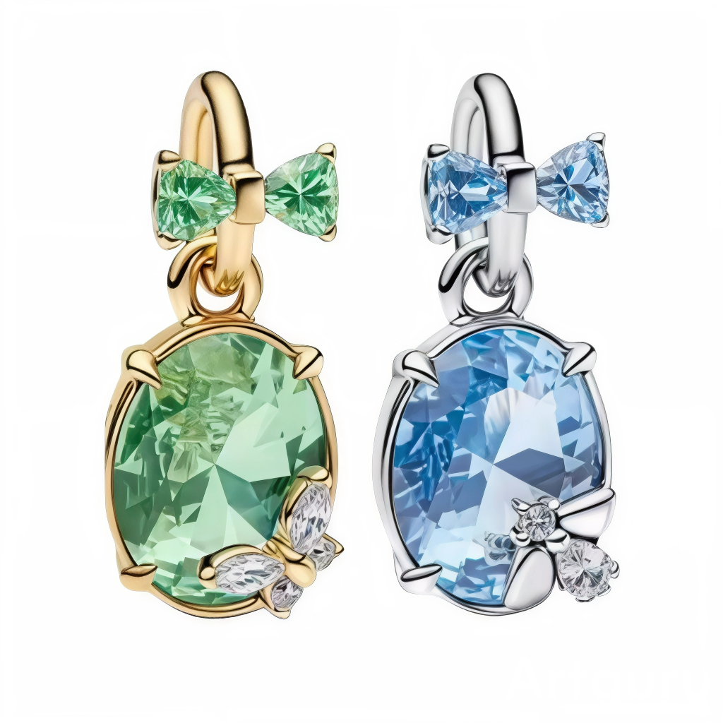 Ce duo de charms pendants en argent 925 se compose de deux moitiés complémentaires : un modèle dorée avec nœud vert émeraude et cabochon ovale perle verte facettée papillon diamanté ; l'autre argenté avec nœud bleu ciel cabochon bleu azur papillon scintillant. À porter séparément ou réunis, ils évoquent duo abeilles fleuries jardin enchanté.

Caractéristiques

Matière : Argent 925, cristaux verts/bleus.
Design : Nœuds papillons cabochons ovales, boucles intégrées compatibles bracelets.
Duo : À partager meil