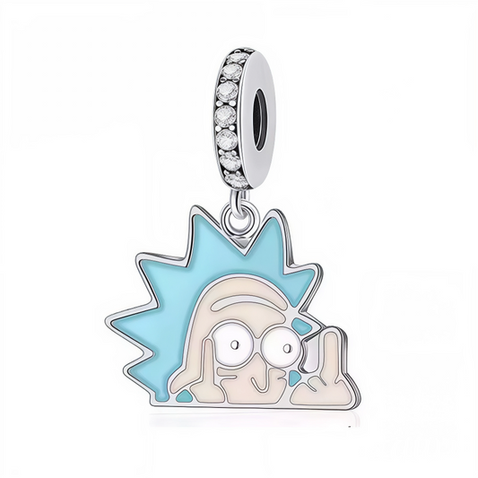 Affichez votre côté irrévérencieux avec ce charm pendentif en argent 925, représentant Rick Sanchez dans sa version la plus cynique et provocante, offrant un doigt d'honneur avec cette attitude de génie décalé et d’irresponsabilité totale. Ce bijou capture parfaitement l’esprit rebelle et le sarcasme de Rick et Morty, immortalisant la nature iconoclaste de Rick, un scientifique brillant mais totalement décalé. Un hommage parfait pour ceux qui adorent le côté absurde de la série.