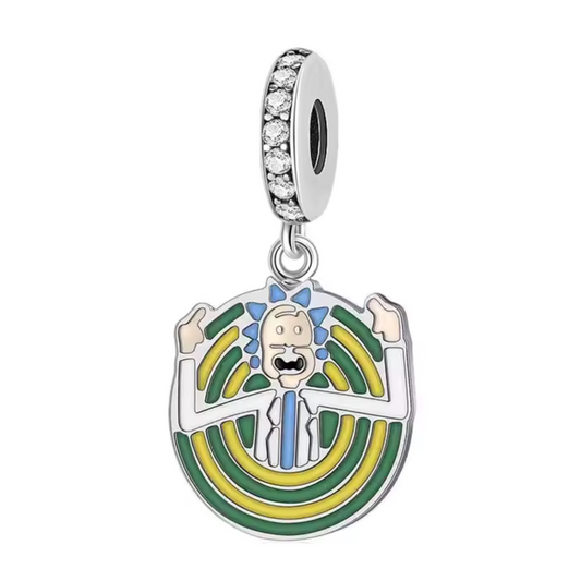 Exprimez votre côté exubérant et cosmique avec ce charm pendentif en argent 925 représentant Rick Sanchez dans une posture de pur délire interdimensionnel ! Les bras levés, un large sourire sur le visage, entouré d’un vortex vert et jaune stylisé, Rick vous entraîne dans un tourbillon d’émotions absurdes et de génie incontrôlable. Une pièce aussi brillante que son protagoniste.