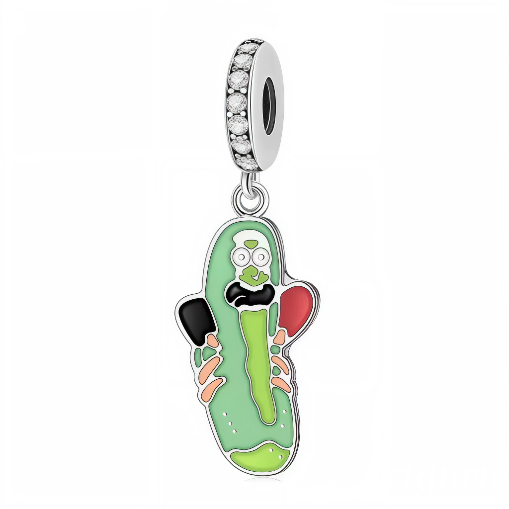 Entrez dans l'univers déjanté de Rick et Morty avec ce charm pendentif en argent 925, représentant Ricornichon, la version cornichon de Rick Sanchez, dans toute sa gloire absurde et géniale. Ce bijou unique capture l'esprit irrévérencieux et l'humour décalé de la série, tout en étant un hommage au génie scientifique et aux aventures interdimensionnelles de Rick. Un must-have pour tous les fans de la série !
