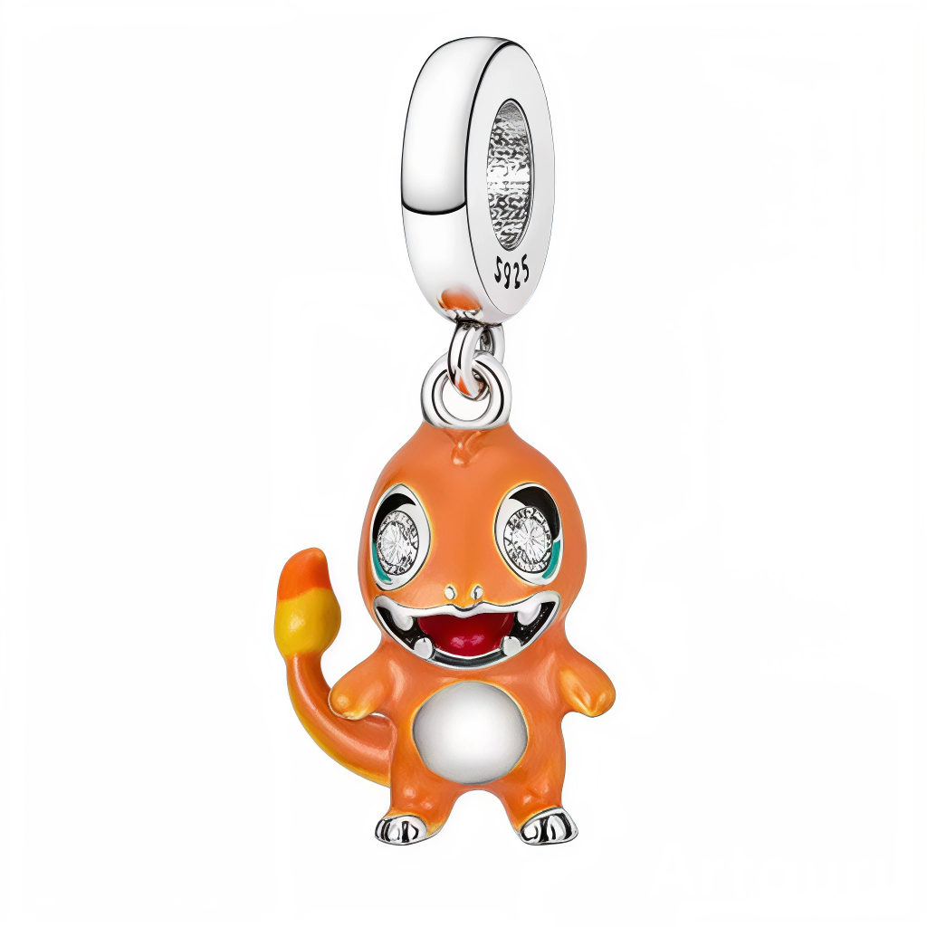 Ce charm pendentif en argent 925 (S925) représente Salamèche, Pokémon starter feu orange vif au long cou agile, flamme éternelle dansante sur queue symbole vitalité, yeux déterminés prêts au combat. Il symbolise passion ardente, courage naissant et puissance intérieure flamboyante.

Caractéristiques :

Matière : Argent 925 (S925) poli orange cuivré avec émail flamme réaliste mouvante.
Design : Queue emblématique prioritaire, posture bipède dynamique, détails écaille ciselées.
Compatibilité : Compatible avec