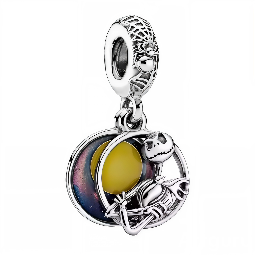 Ce charm pendentif en argent 925 (S925) avec placage noir et détails émaillés lunaires capture squelette élancé enlacé à deux lunes cosmiques. Il symbolise Halloween espace et esprit festif nocturne.

Caractéristiques

Matière : Argent 925 (S925) avec placage noir et détails émaillés noirs.
Design : Tête crâne souriante, corps squelettique fin, lunes doubles ajourées, textures arachnéennes inspirées d’un univers Halloween cosmique.
Compatibilité : Compatible avec les bracelets à charms standards (type Pando