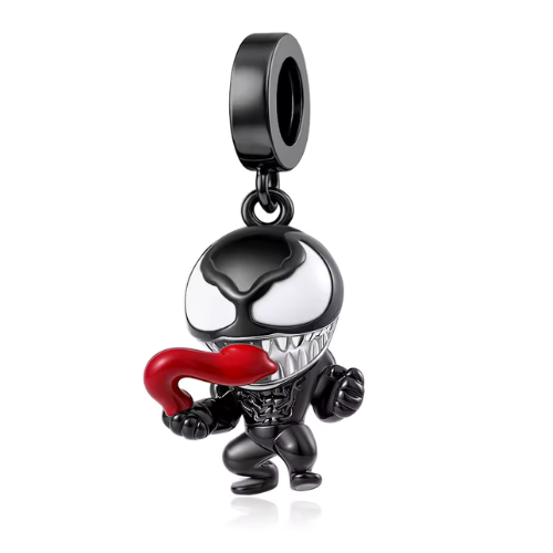 Ajoutez une touche rebelle et sombre à votre collection de bijoux avec ce charm pendentif Venom en argent 925, finement sculpté et détaillé, représentant Venom debout avec sa langue iconique sortie. Ce pendentif Venom argenté est idéal pour les fans de Marvel et les amateurs de bijoux originaux et audacieux. Compatible avec les bracelets à charms type Pandora et les colliers, ce bijou Venom est parfait pour offrir ou compléter votre collection de charms Marvel.