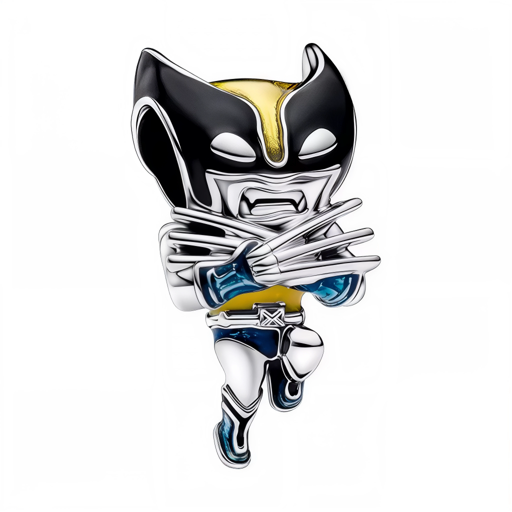 Ce charm pendentif en argent 925 (S925) représente Wolverine en posture déterminée, bras croisés avec griffes d'adamantium sorties et masque iconique émaillé noir/jaune/bleu. Il symbolise régénération indomptable, rage berserker et loyauté féroce.

Caractéristiques :

Matière : Argent 925 (S925) avec résine émaillée multicolore peinte main, griffes 3D brillantes.
Design : Silhouette massive accroupie, musculature saillante, détails masque X-Men authentiques.
Compatibilité : Compatible avec les bracelets à c