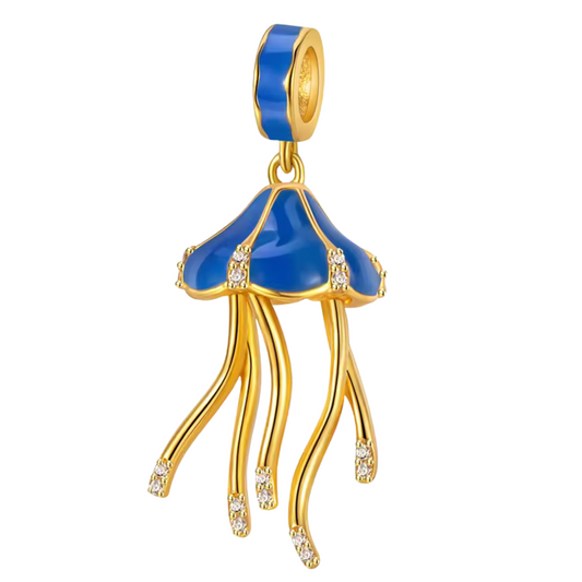 Gold and Blue Octopus Pendant Charm