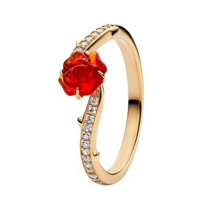 Enchanted Rose Gold Ring - Beauty and the Beast's Curse and Eternal Love
