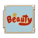 Ce charm italien met en avant le mot&nbsp;“Beauty” en rouge, posé sur une base dorée, avec une petite étoile dorée au‑dessus et un fond bleu ciel. Il est parfait pour célébrer la beauté intérieure ou extérieure d’une personne, et apporte une touche très pop à un bracelet à charms italien.