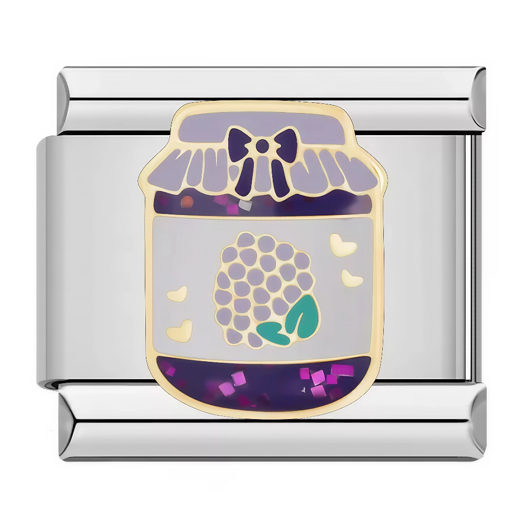 Silver Italian Charm - Blackberry and Purple Jam