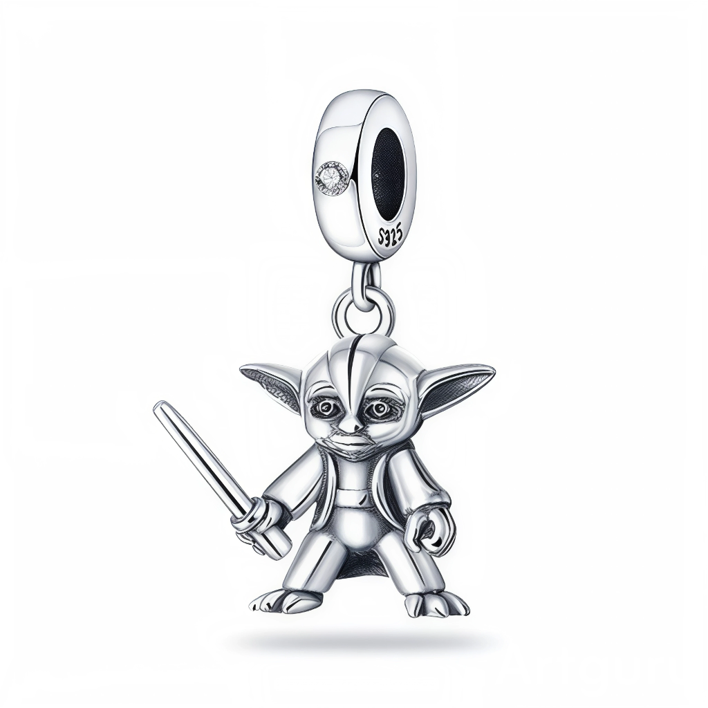 Ce charm pendentif&nbsp;mystique&nbsp;recrée le Maître Yoda de Star Wars en argent sterling 925 poli, avec robe détaillée, oreilles pointues, sabre laser allumé à la main et expression sage malicieuse, strass sur l’anneau supérieur pour éclat galactique. Miniature 3D fidèle capture la Force, sagesse ancestrale et “Do or do not, there is no try”, poinçonné « 925 » pour authenticité. Parfait pour fans saga Skywalker, collectionneurs Jedi ou bracelet geek, idéal pour May the 4th ou marathons Empire.