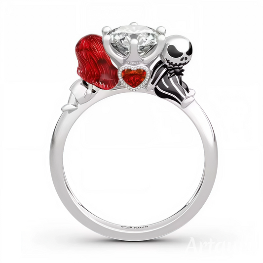 Célébrez l’amour unique et intemporel de Jack Skellington et Sally avec cette bague en argent 925, délicatement travaillée pour capturer l’essence de ces deux icônes de L’Étrange Noël de Monsieur Jack. Avec des détails raffinés représentant Jack et Sally côte à côte, cette bague symbolise la fusion parfaite entre romantisme et mystère. Une pièce élégante pour les passionnés d’un conte sombre et enchanteur.