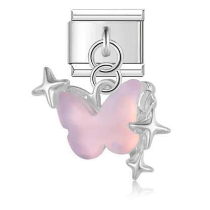Italian Charm - Butterfly Pendant with 3 Stars (Silver or Gold)