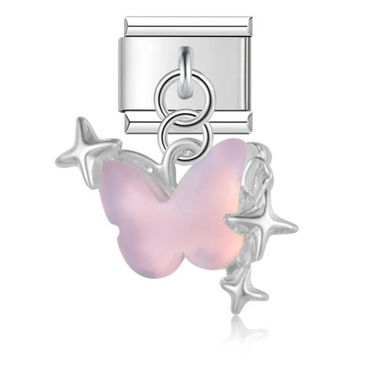 Italian Charm - Butterfly Pendant with 3 Stars (Silver or Gold)