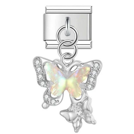 Italian Charm - 2 Butterflies Pendant (Silver or Gold)