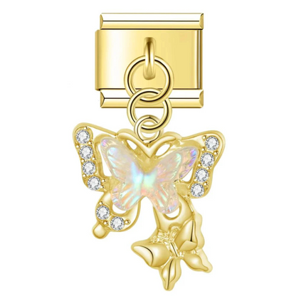 Italian Charm - 2 Butterflies Pendant (Silver or Gold)