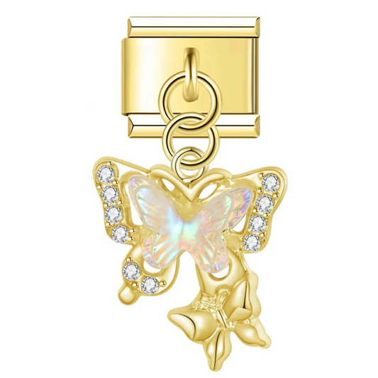Italian Charm - 2 Butterflies Pendant (Silver or Gold)