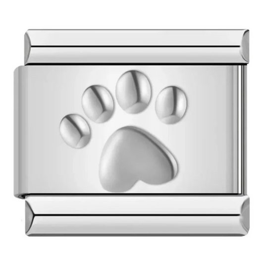Italian Charm - Dog Paw Print (Silver, Gold or Rose Gold)