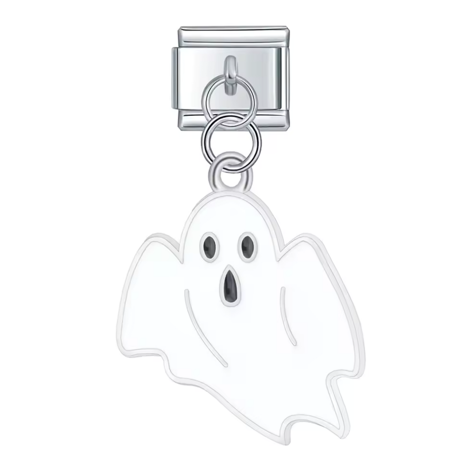 Italian Charm Silver Pendant – White Ghost