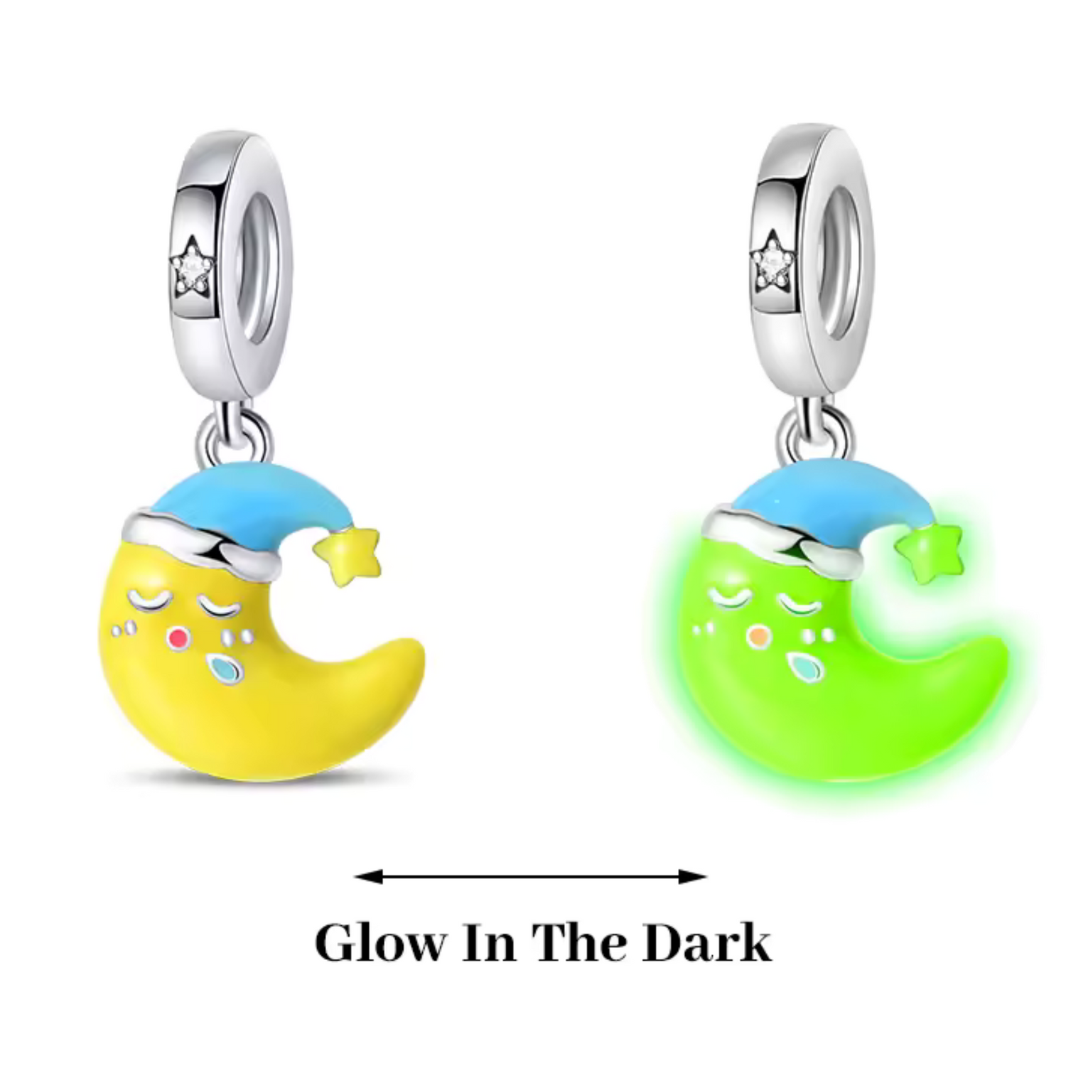 Mond-Anhänger-Charm – „Leuchtet im Dunkeln“