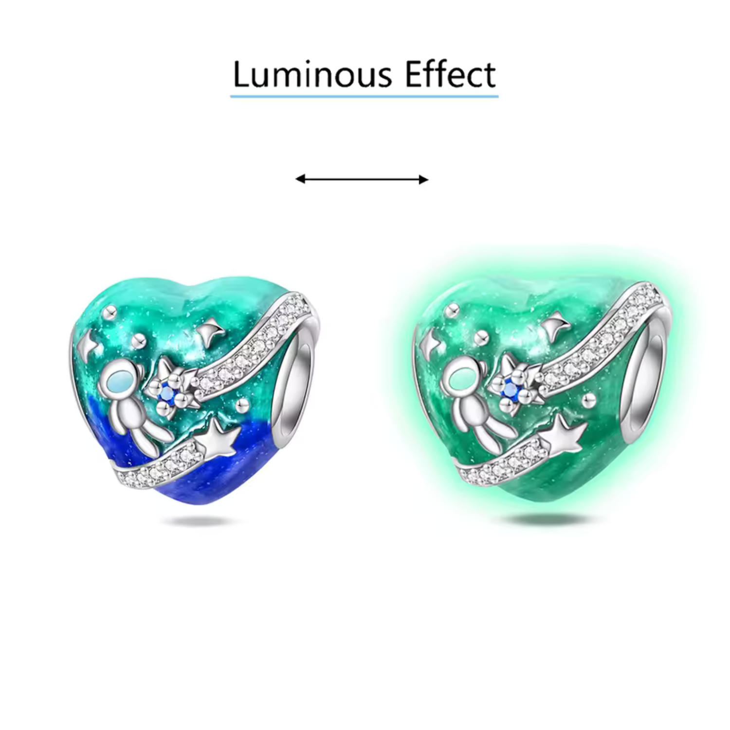Astronaut Heart Charm – "Glow in the Dark"