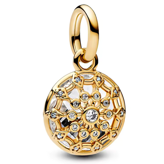 Goldfarbener runder Charm mit Strasssteinen – luxuriöser und zeitloser Glanz