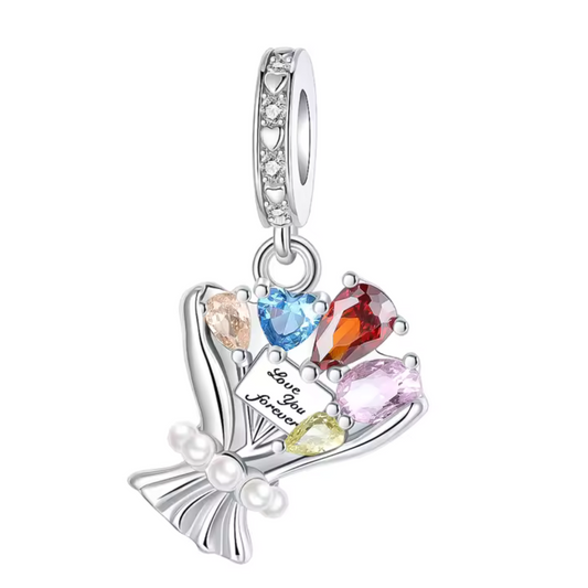 Blumenstrauß-Anhänger-Charm – Liebesbotschaft „Love You Forever“