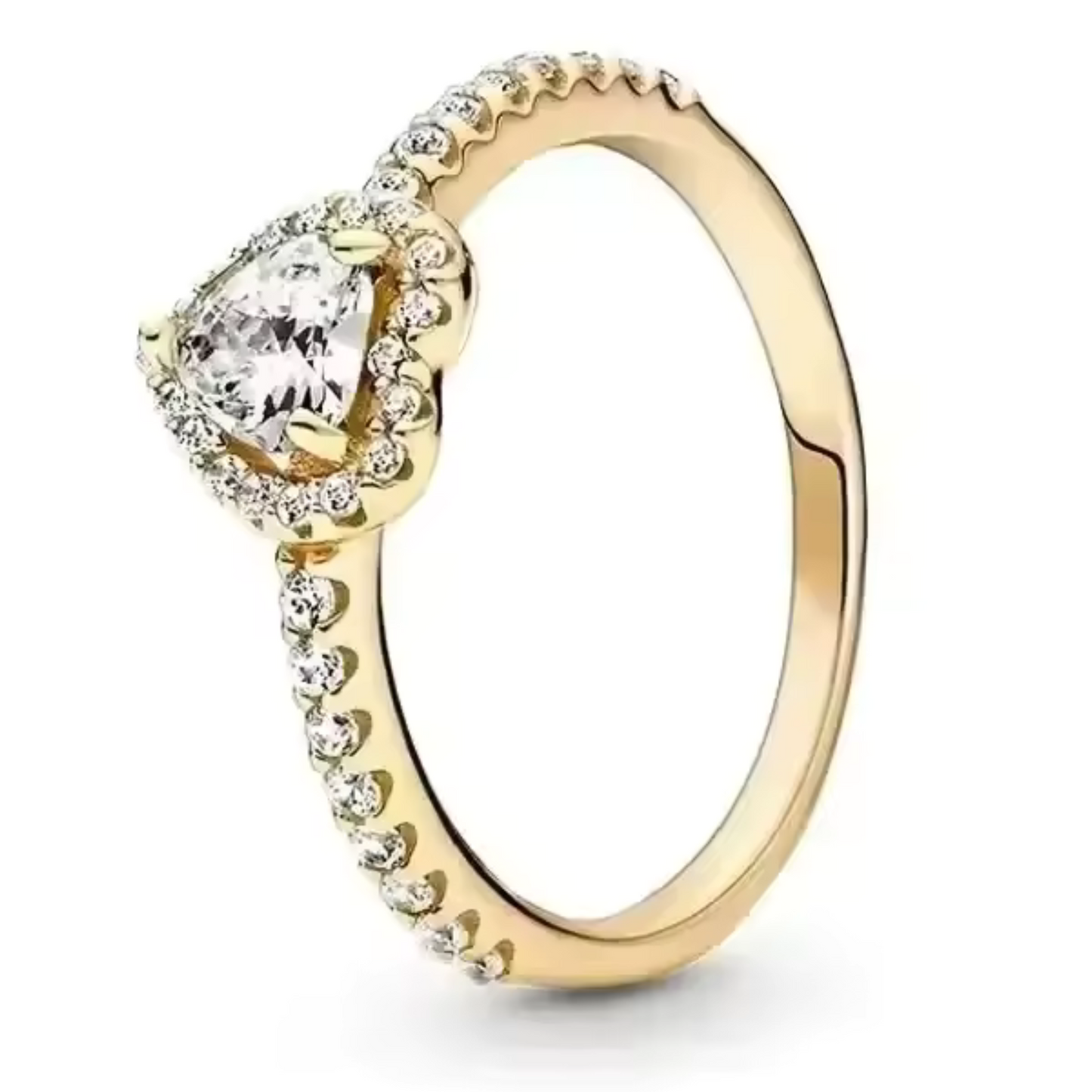 Goldring mit Strasssteinen und herzförmigem Brillant – Romantik und bezaubernde Eleganz