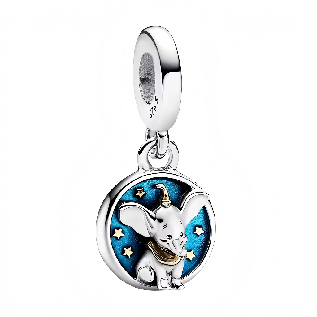 Charm Pendant - Round Star with Silver Dumbo