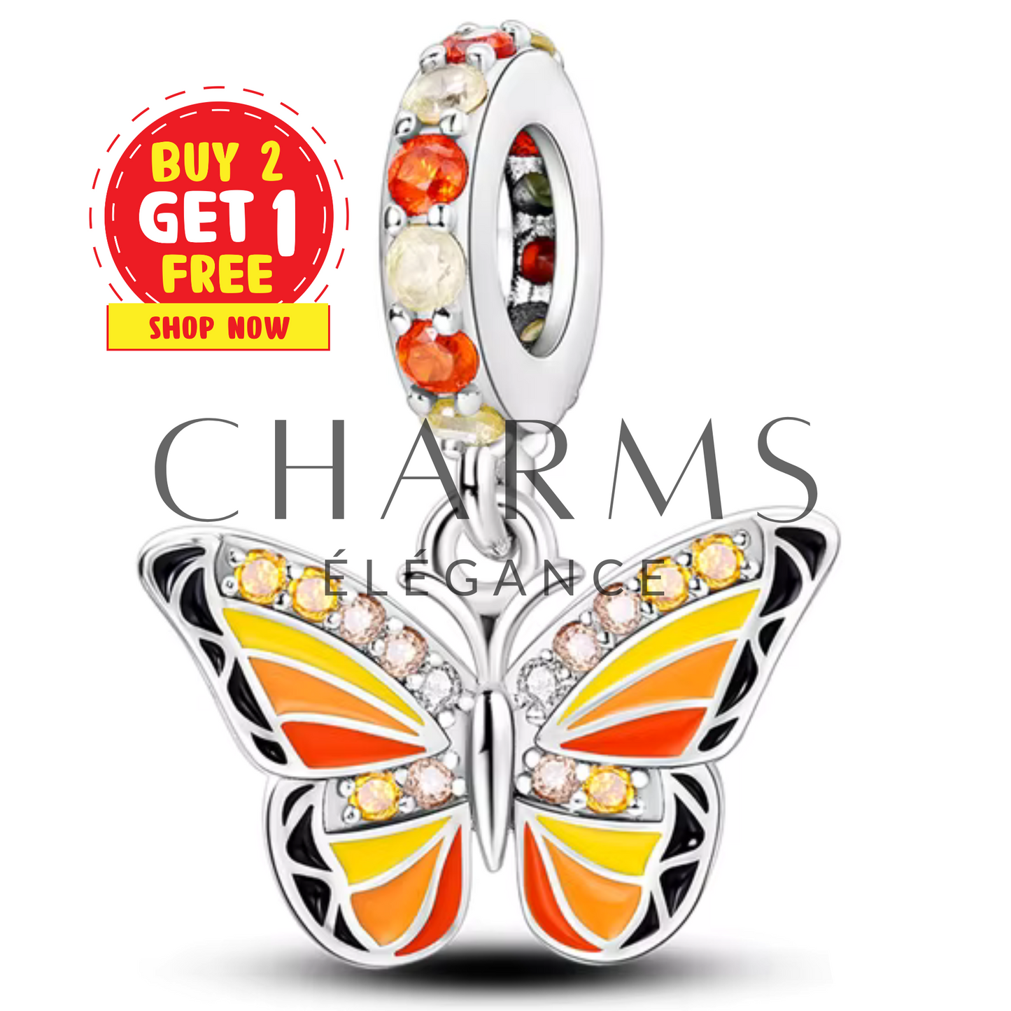 Charm Papillon Jaune et Orange