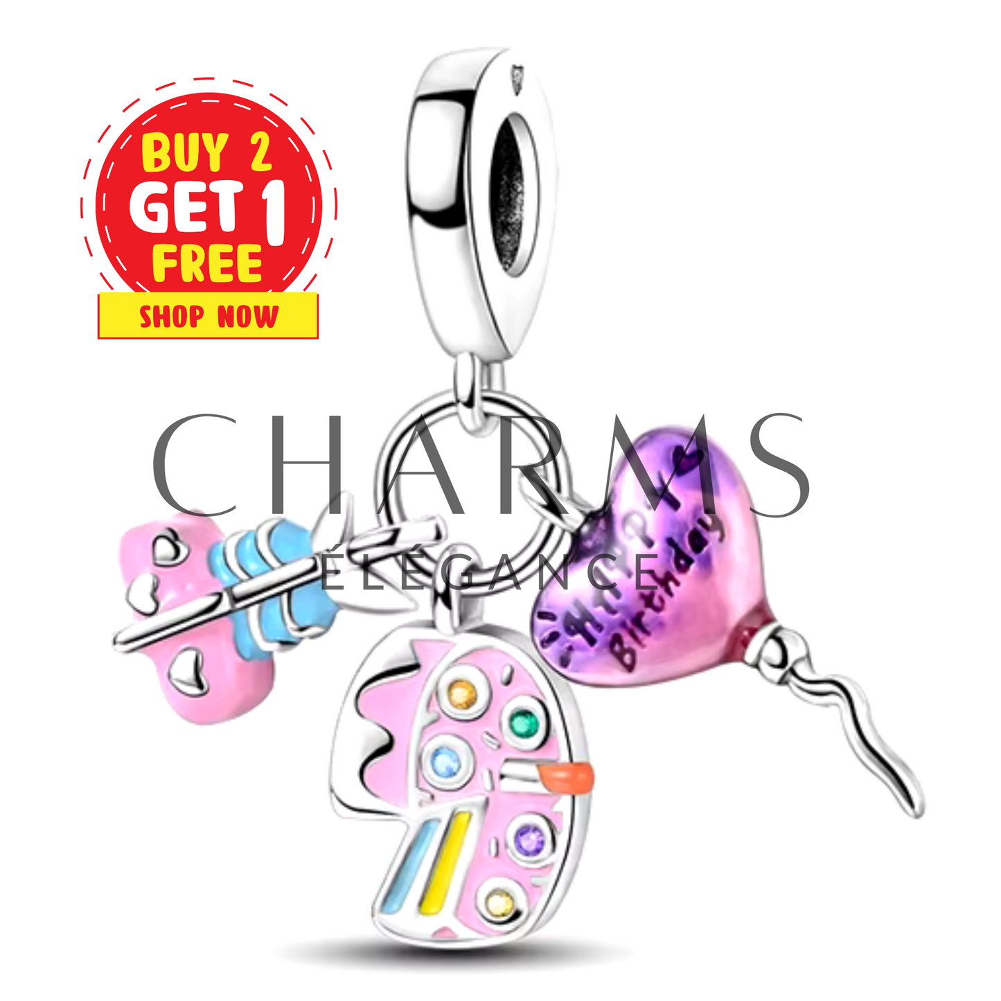 Charm "Happy Birthday" avec un Cadeau