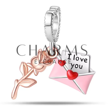 Charm Rose avec une Lettre d’Amour