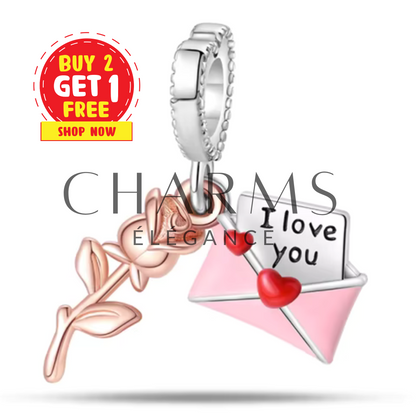 Charm Rose avec une Lettre d’Amour