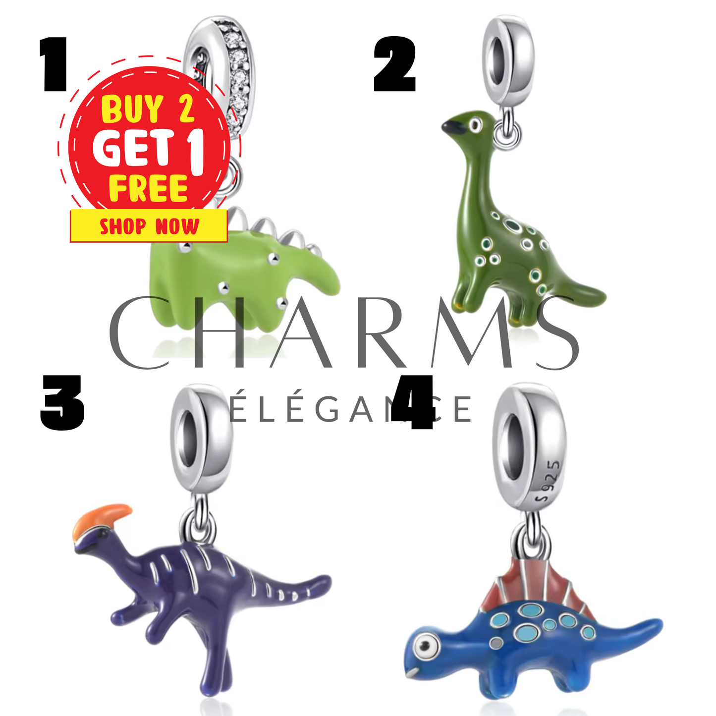 Charms Petits Dinosaures – 4 Modèles au Choix