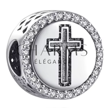 Charm Rond avec Croix et "Faith"