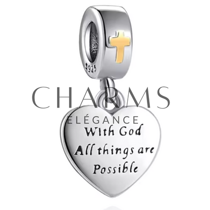 Charm Cœur "With God"