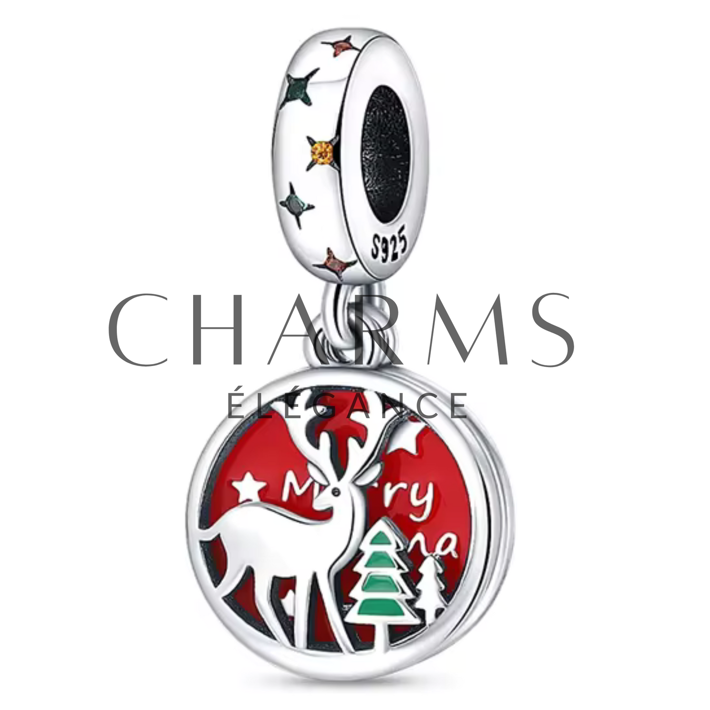 Charm - Médaillon Cerf "Merry Christmas"