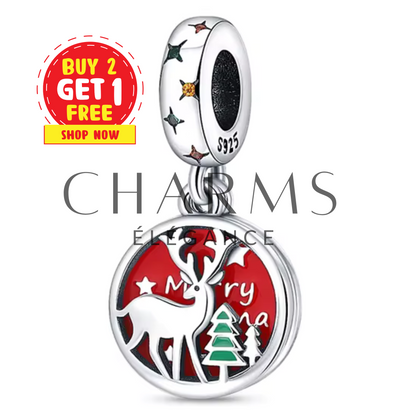 Charm - Médaillon Cerf "Merry Christmas"