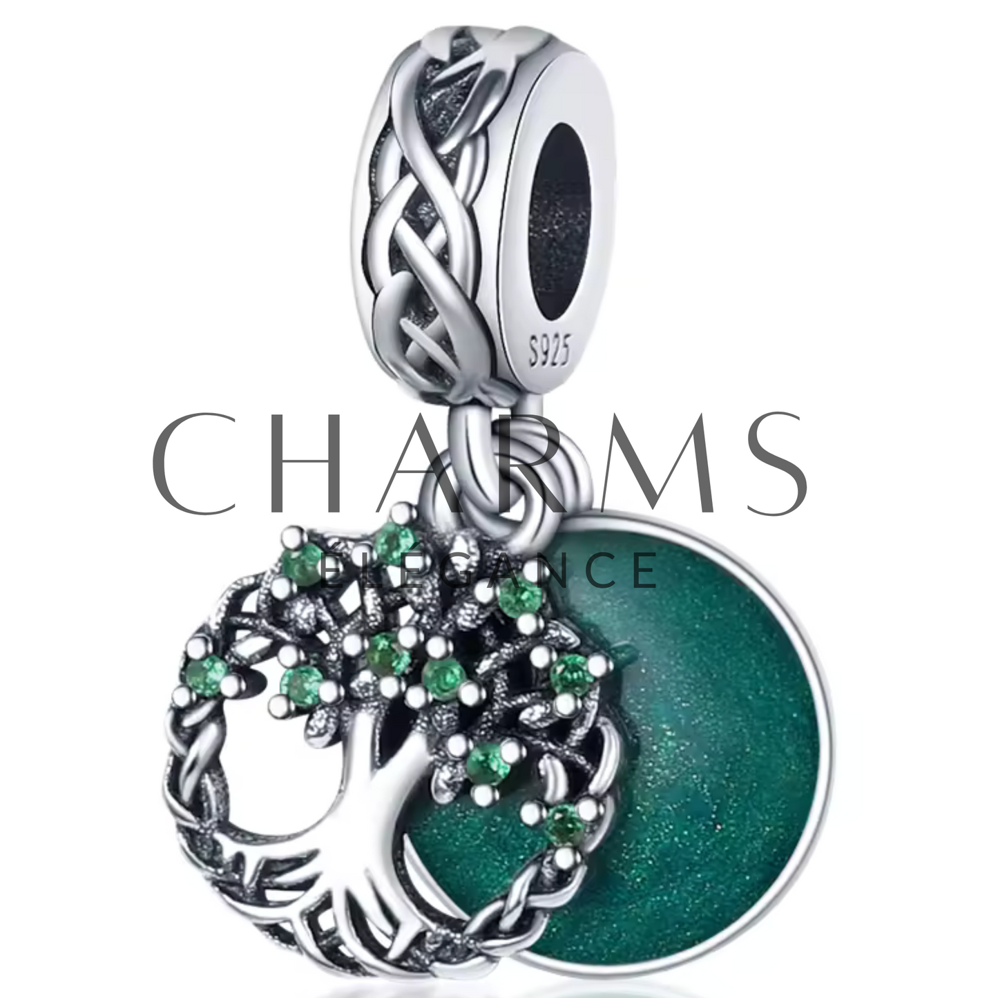 Charm Arbre de Vie avec Disque Vert